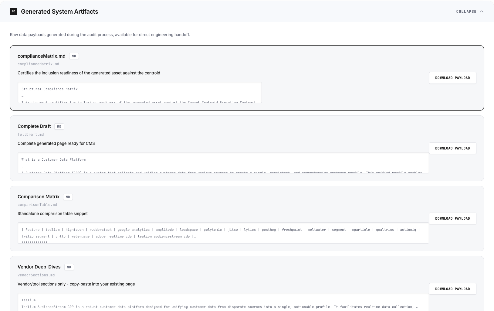Downloadable Artefacts